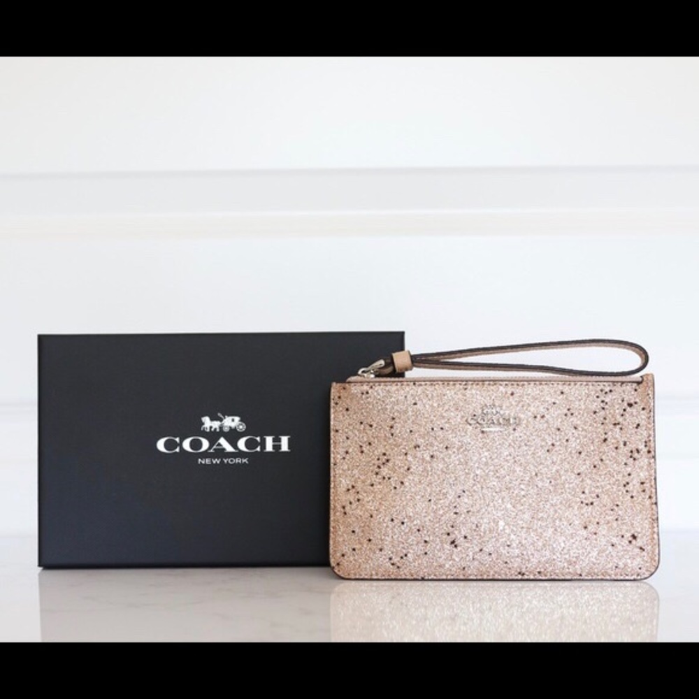 NWT Coach gold glitter wristlet!! - Picture 2 of 4